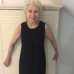 Knit dress with smocking neckline